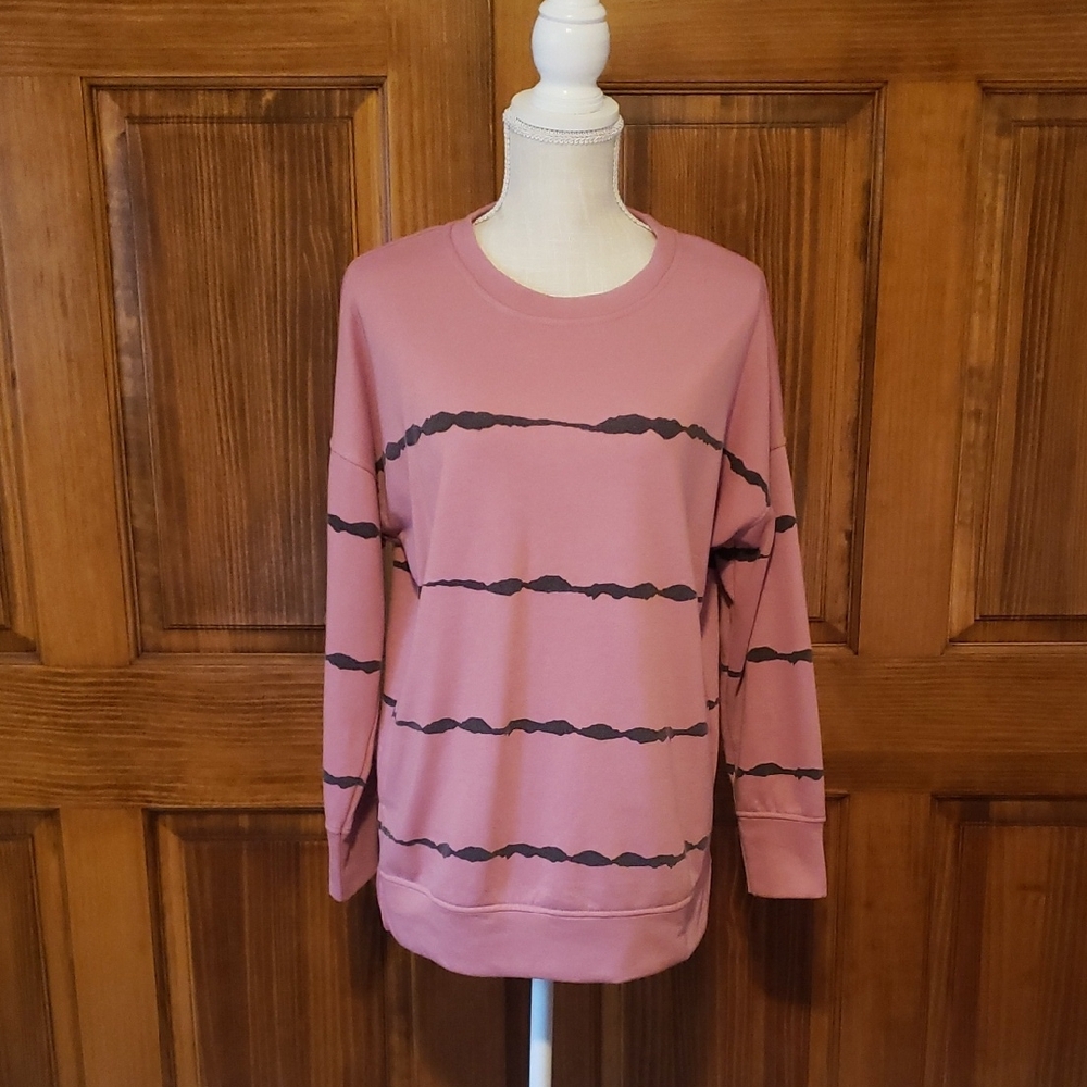 Pink and Black Striped Sweatshirt
